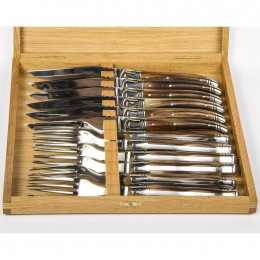Приборы Goyon-Chazeau 1600223-2 набор 12 предметов Лагьоль, рукоятки из темного рога, в дубовой коробке