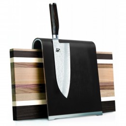 Блок для ножей Saddle KAI, Подставки для ножей, кожа, темно-коричневый. Блок: 25/13/27 см. Доска: 47/24,5/2,5 см.