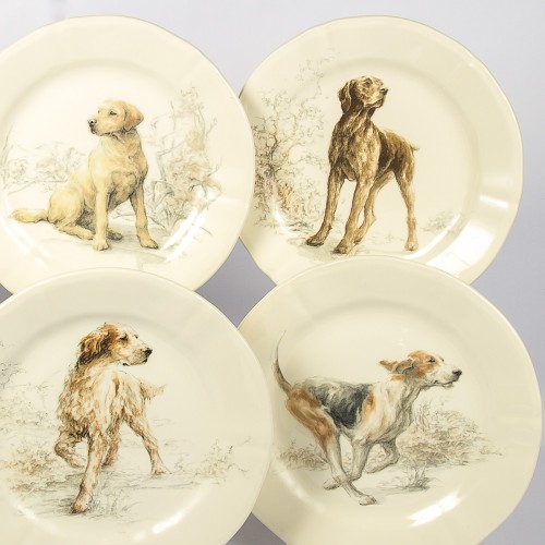 Набор тарелок десертных (Собаки) Gien, Охота, 6 шт., 23,2 см.