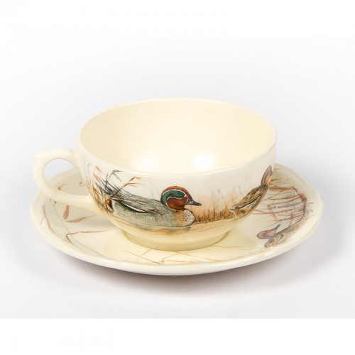 Чашка и блюдце Gien (для завтрака), Охота, 300 мл., 18 см.