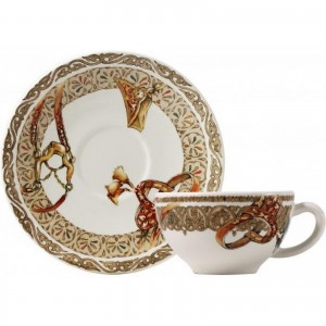 Чашка и блюдце Gien (для чая), Лошади ветра, 160 мл., 15,2 см.