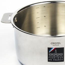 Кастрюля Мультиплай, Ø20 см, 3,2 л, 10,5 см, съемная ручка, многослойное дно Мультиплай, C20QMP, CRISTEL