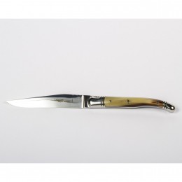 Набор 12 предметов Goyon-Chazeau, Лагьоль Светлый рог, рукоятки из светлого рога, в дубовой коробке, 6 ножей + 6 вилок