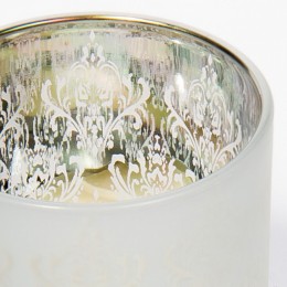 Подсвечник стакан Beijing, серебристый, декор "Вензель"