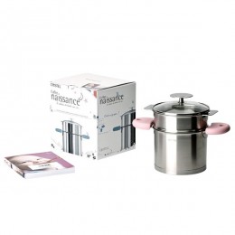 Набор БЭБЭ АМО Беби, пароварка + высокий ковш + крышка Платин + 2 рукоятки розового цвета, SETBBQLR, CRISTEL