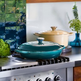 Le Creuset Кастрюля круглая неглубокая, 30см, 3,2л, чугун, Лазурь
