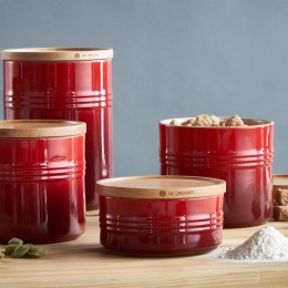 Le Creuset Банка для хранения с деревянной крышкой размера XL, каменная керамика, цвет: красный 