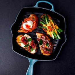 Le Creuset Сковорода-гриль квадратная, 26см, чугун, Лазурь