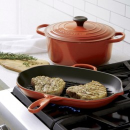 Le Creuset Овальная сковорода-гриль 32 см, чугун, оранж.лава