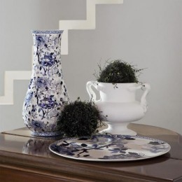 Ваза с выемкой Gien, Голубые пионы, Н 36 см