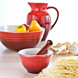 Le Creuset Ступка столовая с пестиком, 0.3л, каменная керамика, цвет вишневый