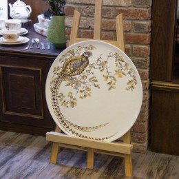 Большая настенная тарелка Фазан Gien, Охота, ручная роспись, O 61,5 см фаянс