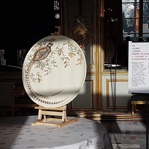 Большая настенная тарелка Фазан Gien, Охота, ручная роспись, O 61,5 см фаянс 