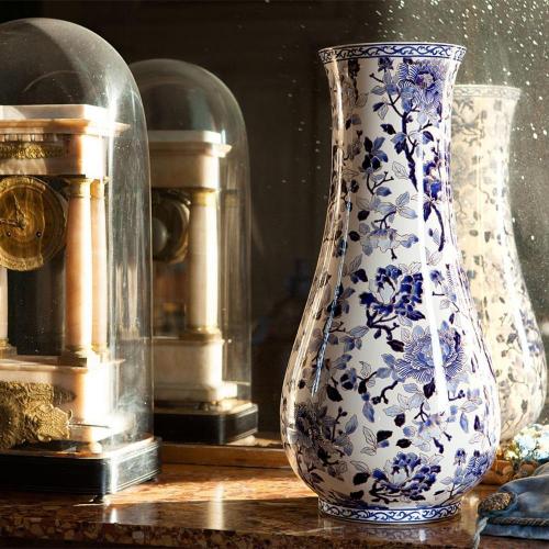 Музейная ваза большая, Gien, Голубые пионы, Н 61 см, диаметр 29 см 