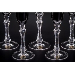 Бокал для шампанского, коллекция Черный бриллиант, хрусталь, цвет черный CRISTALLERIE de MONTBRONN  