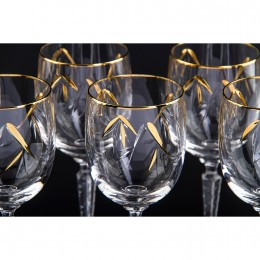 Бокал для красного вина Cristallerie de Montbronn, коллекция Бамбук, отделка золото 213103