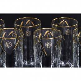 Высокий стакан Cristallerie de Montbronn, коллекция Бамбук, отделка золото 213210