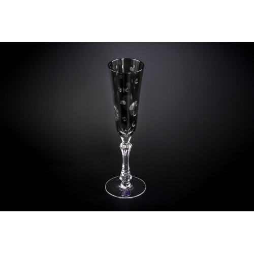 Бокал для шампанского, коллекция Страккато, хрусталь, цвет серый CRISTALLERIE de MONTBRONN  
