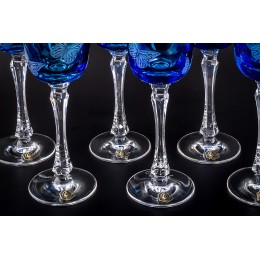 Бокал для красного вина, коллекция Бабочки, хрусталь, цвет голубой CRISTALLERIE de MONTBRONN  