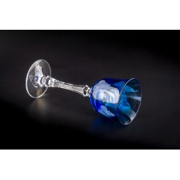 Бокал для красного вина, коллекция Бабочки, хрусталь, цвет голубой CRISTALLERIE de MONTBRONN  