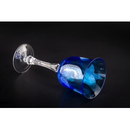 Бокал для воды, коллекция Бабочки, хрусталь, цвет голубой CRISTALLERIE de MONTBRONN  