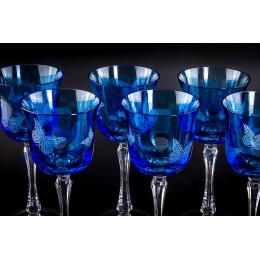Бокал для воды, коллекция Бабочки, хрусталь, цвет голубой CRISTALLERIE de MONTBRONN  