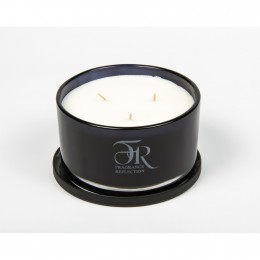 Свеча ароматическая Aishen, Чай и Лотос, в черном стеклянном подсвечнике с метал.крышкой, 540 мл., в/г 35 часов