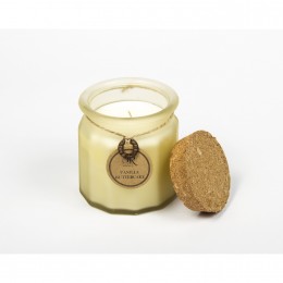 Свеча ароматическая Aishen, Чаепитие, в золотистой многоугольной стеклянной банке, крышка - дерево, ванильный пирог, 510 мл., в/г 65 часов