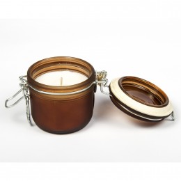 Свеча ароматическая Aishen, Чаепитие, в бронзовой круглой стеклянной банке, крышка - стекло, сладкий миндаль, 180 мл., в/г 40 часов