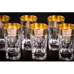 Стопка для водки, коллекция Марго, хрусталь,отделка золото с платиной CRISTALLERIE de MONTBRONN  