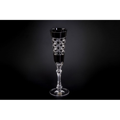 Бокал для шампанского, коллекция Черный бриллиант, хрусталь, цвет черный CRISTALLERIE de MONTBRONN  