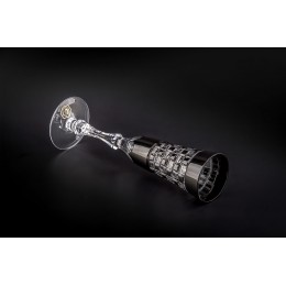 Бокал для шампанского, коллекция Черный бриллиант, хрусталь, цвет черный CRISTALLERIE de MONTBRONN  