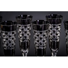 Бокал для шампанского, коллекция Черный бриллиант, хрусталь, цвет черный CRISTALLERIE de MONTBRONN  