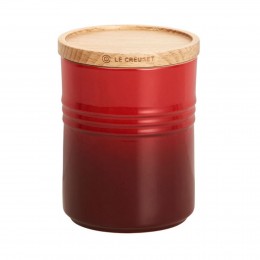 Le Creuset Средняя банка для хранения с деревянной крышкой, каменная керамика, цвет: красный 