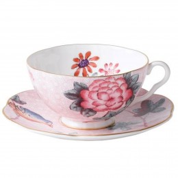 Чайная пара Кукушка, цвет розовый Wedgwood, фарфор