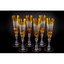 Бокал для шампанского, коллекция Токката, хрусталь, цвет янтарный CRISTALLERIE de MONTBRONN  