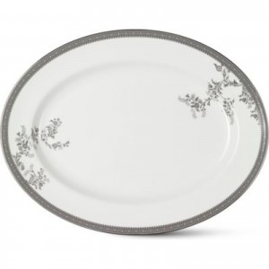 Блюдо овальное Вера Ванг Платиновоекружево, 35 см Wedgwood, фарфор