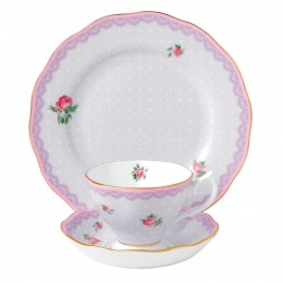 Набор чашка+блюдце+тарелка 20 см, "Сиреневая любовь," цвет сиреневый Royal Albert, фарфор